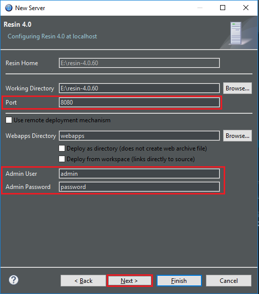 Configure for server